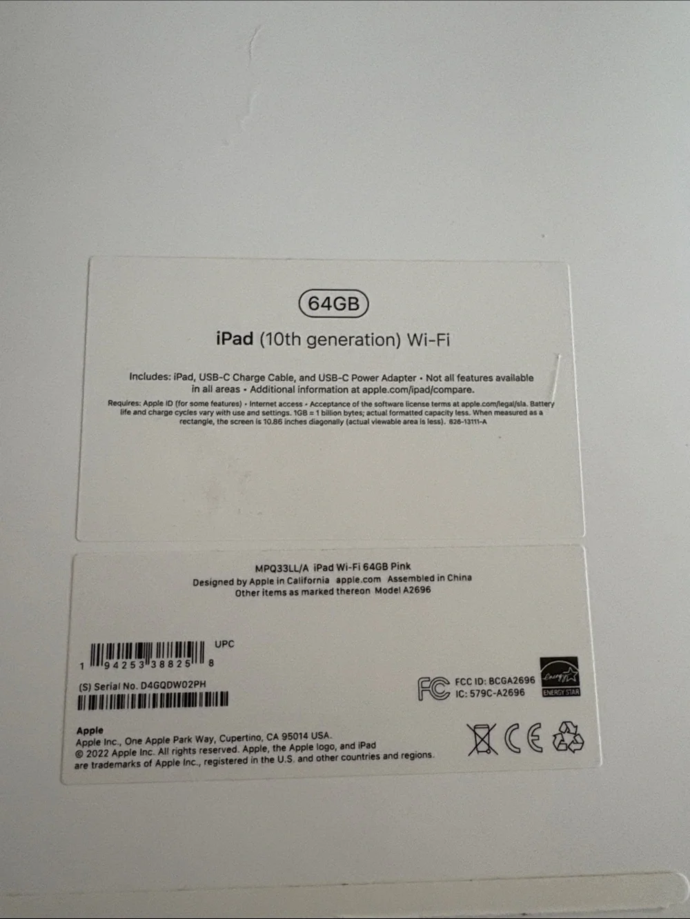 Apple - 10.9-Inch iPad - (10th Generation) with Wi-Fi - 64GB - Pink New in Box